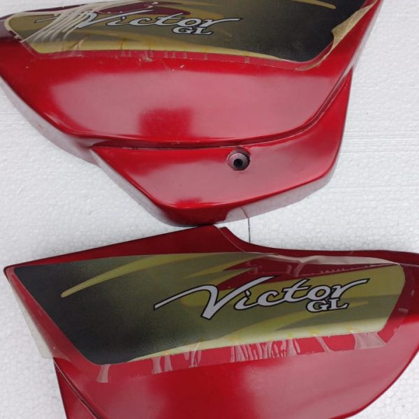 Side Panel Red And Golden Sticker for TVS Victor GL-Motul