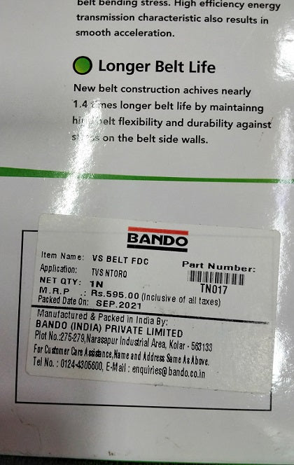 Fan belt for TVS NTORQ-BANDO