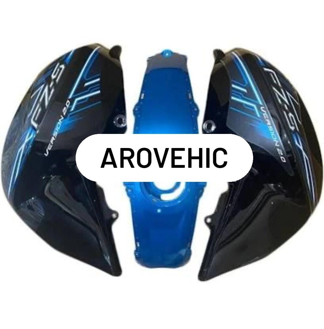 Tank cover with graphics -black & blue /cyan set of 3 for YAMAHA FZ V2-DIKSHA