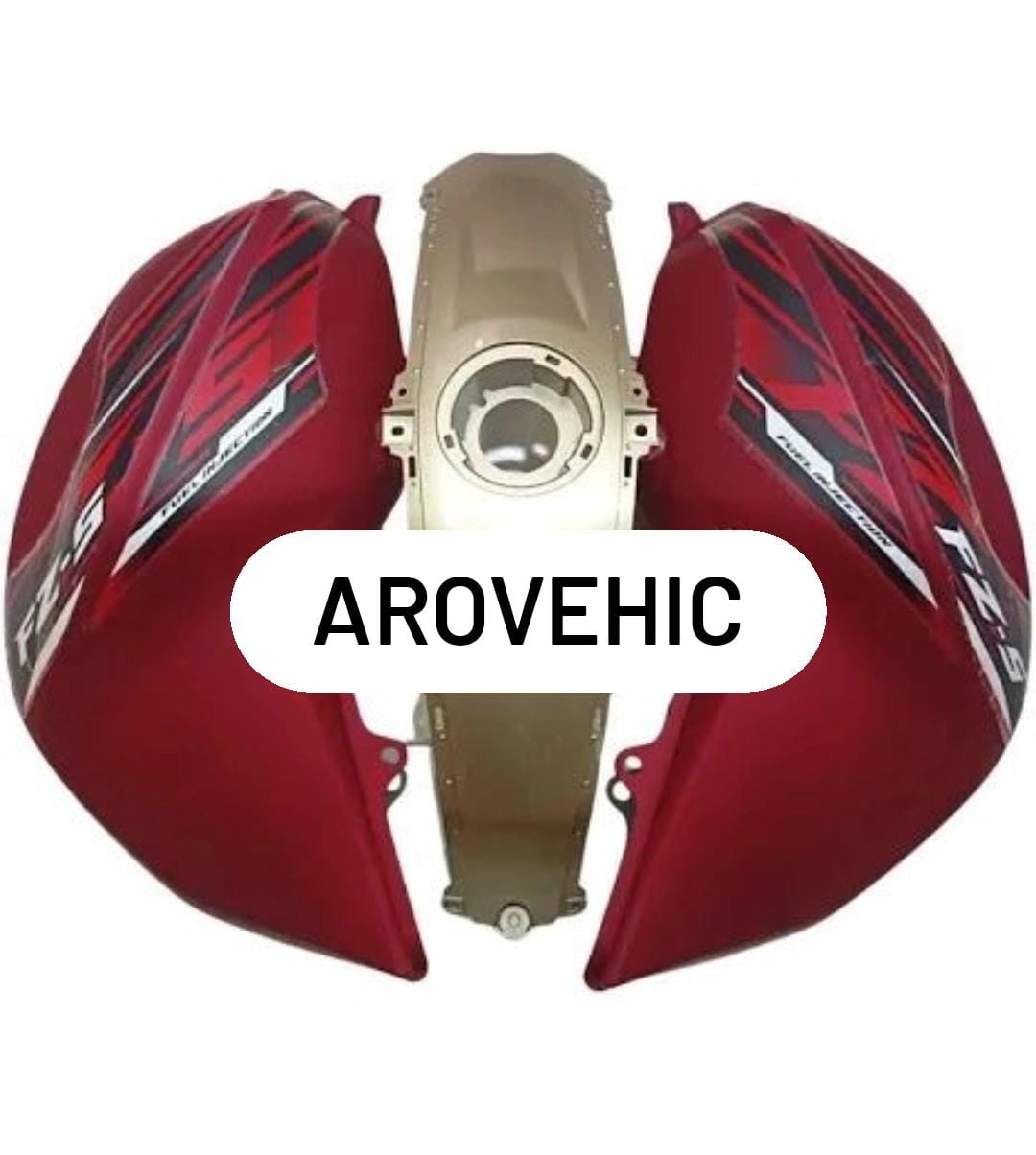 Tank cover - matt red & golden - set of 3 for YAMAHA FZ V2-DIKSHA