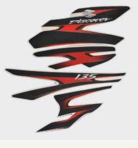 Sticker Set for Discover 135 Black Tank-Red-BAJAJ