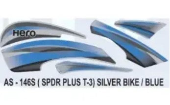 Graphics Sticker Set for Hero Splendor Plus ( Type 3 | Silver Vehicle | Blue Sticker | Both Side)-HERO