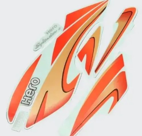 Sticker Set for Hero Splendor Plus (N/M Red Tank-Orange )-HERO