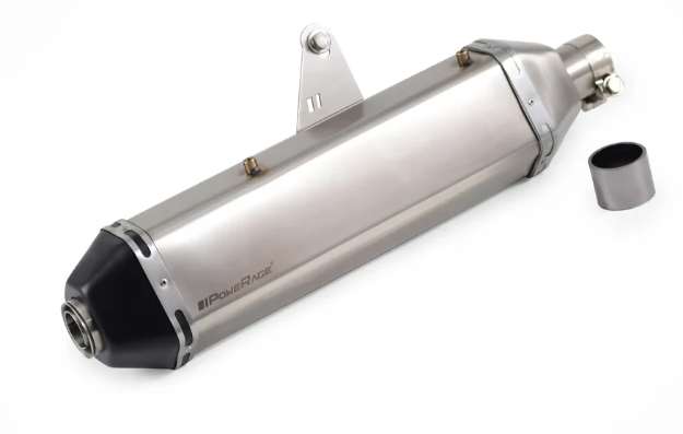 Brushed Steel Finish (Black) Powergage Perfomance Slip On Exhaust for Himalyan Himalayan 411-ROYAL ENFIELD