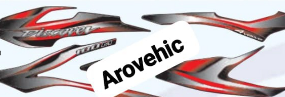 Graphics Sticker Set for Bajaj Discover 100M ( Black Vehicle Red Sticker Both Sides)-OES