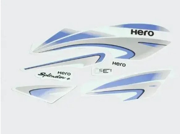 Sticker Set for Hero Splendor Plus (N/M Silver Tank-Blue)-HERO