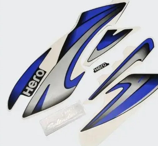 Sticker Set for Hero Splendor Plus (N/M Black Tank-Blue)-HERO