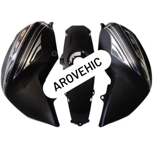 Tank cover with graphics -matt black & chrome -set of 3 for YAMAHA  FZ V1-DIKSHA
