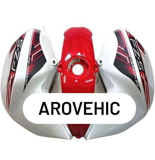 Tank cover -white &red -set of 3 for YAMAHA  FZ V2-DIKSHA