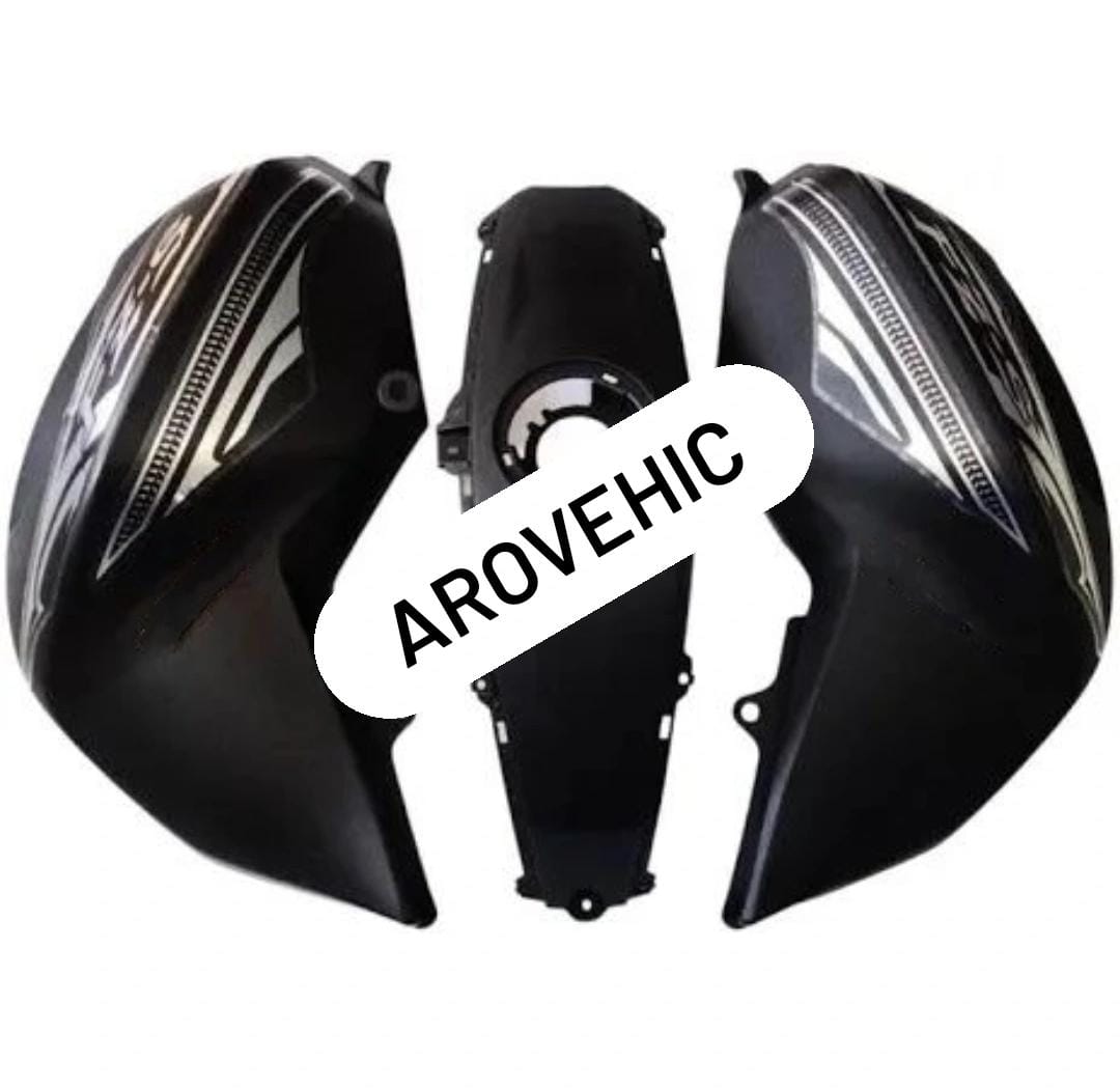 Tank cover with graphics - matt black & chrome -set of 3 for YAMAHA  FZ -S-DIKSHA