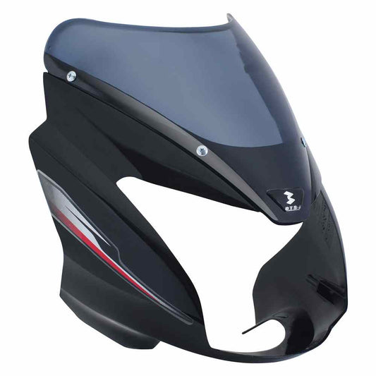 BLACK WITH RED SILVER MASK for BAJAJ PULSAR 150 NEW-SAI