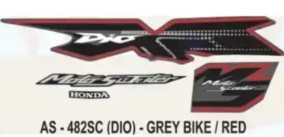 Graphics Sticker Set for Honda Dio Grey Vehicle | Red Sticker | Both Sides-HONDA