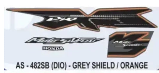 Graphics Sticker Set for Honda Dio  Grey & Orange Sticker | Both Sides-HONDA