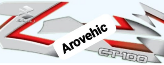 Graphics Sticker Set for Bajaj CT 100  Type 2  New Model  Black Vehicle  Red Sticker  Both Sides-OES