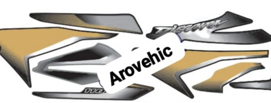 Graphics Sticker Set for Bajaj Discover 110 ( Black Vehicle  Gold Sticker  Both Sides)-OES
