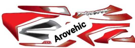 Graphics Sticker Set for Bajaj Discover 110 ( Red Vehicle  Red Sticker  Both Sides)_OES