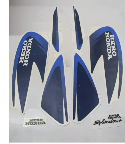 Sticker Kit for hero Splendor Plus (tank Color -silver At Blue)-HERO