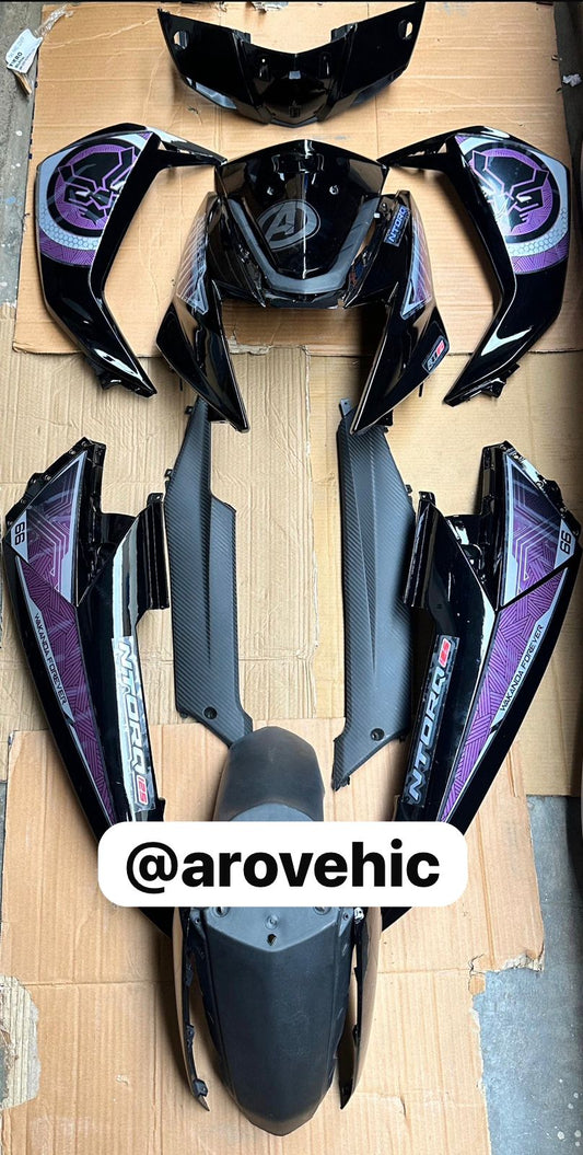 Body Kit for Tvs Ntorq(Black With Purple)-FIRST QUALITY