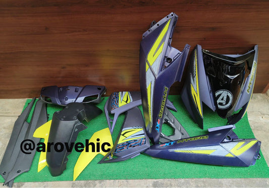 Body Kit for Tvs Ntorq(Matte Grey With Neon)-FIRST QUALITY