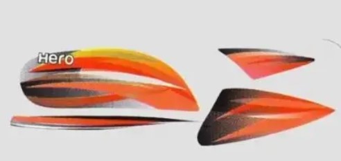 Sticker Set for Hero Splendor Pro T2 [Orange  Tank]-HERO