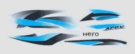 Sticker Set for Hero Splendor Pro T3 [Silver Tank-Blue]-HERO