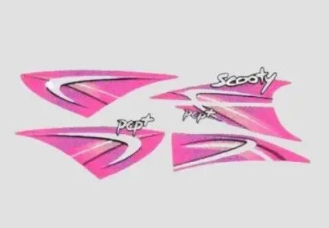 Sticker Set for TVS Pep Plus T2 [White  Shield-Pink]-TVS