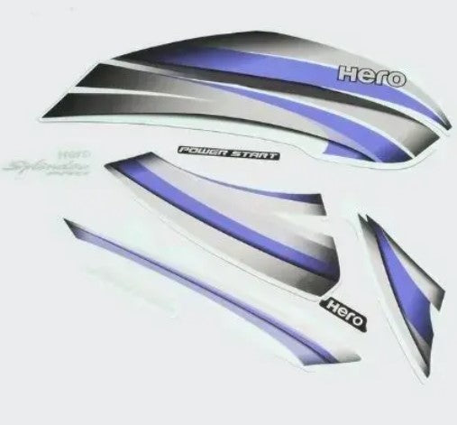 Sticker Set for Hero Splendor Pro [Black Tank-Blue]-HERO