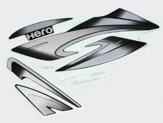 Splendor Monogram Sticker Sticker Set for Hero Splendor Plus (N/M Black Tank-Grey)-HERO