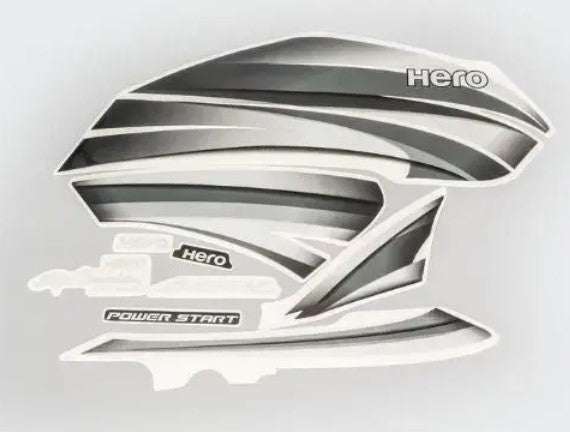 Sticker Set for Hero Splendor Pro  [Black Tank-Grey]-HERO