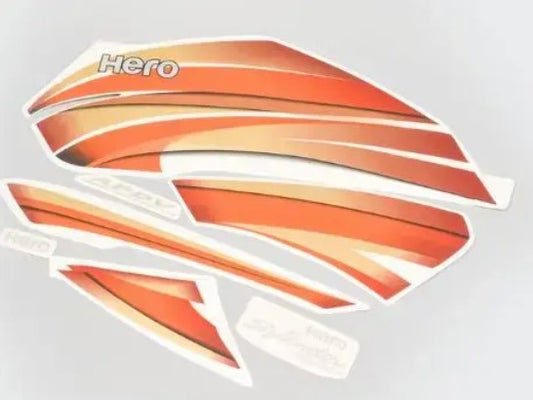 Sticker Set for Hero Splendor Pro [Red Tank-Orange]-HERO