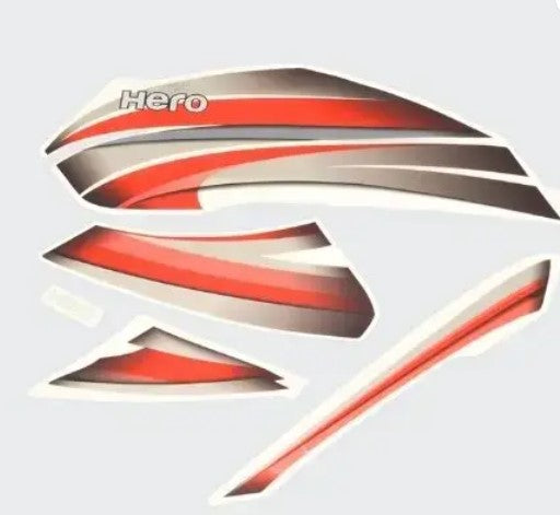 Sticker Set for Hero Splendor Pro  [Maroon Tank-Red]-HERO